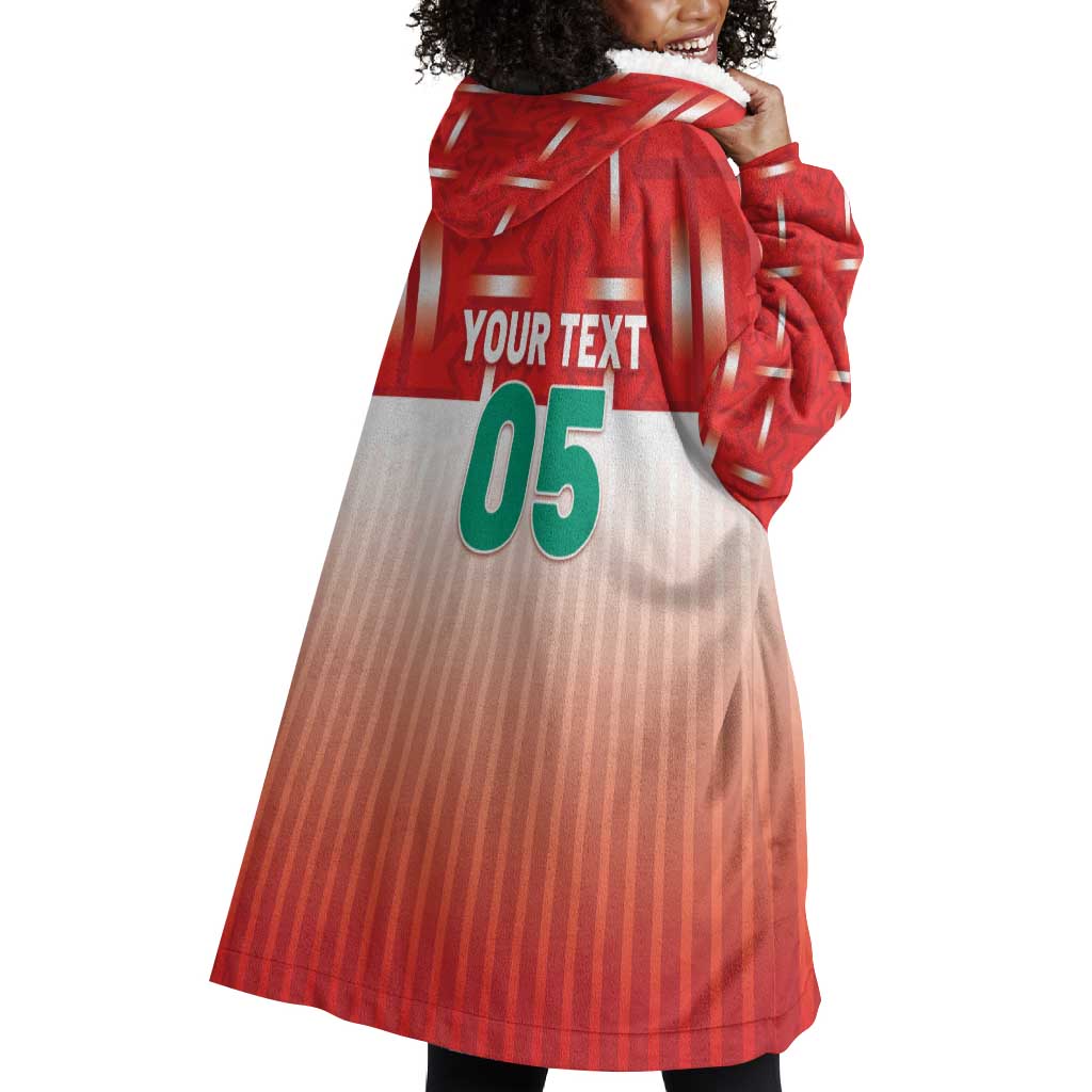 Custom Morocco Football Wearable Blanket Hoodie 1994 Retro Red Version - Wonder Print Shop