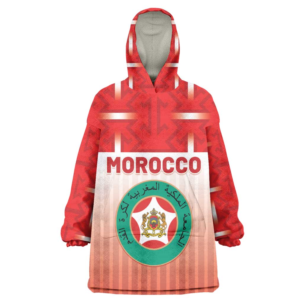 Custom Morocco Football Wearable Blanket Hoodie 1994 Retro Red Version - Wonder Print Shop