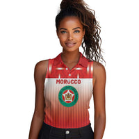Custom Morocco Football Women Sleeveless Polo Shirt 1994 Retro Red Version - Wonder Print Shop