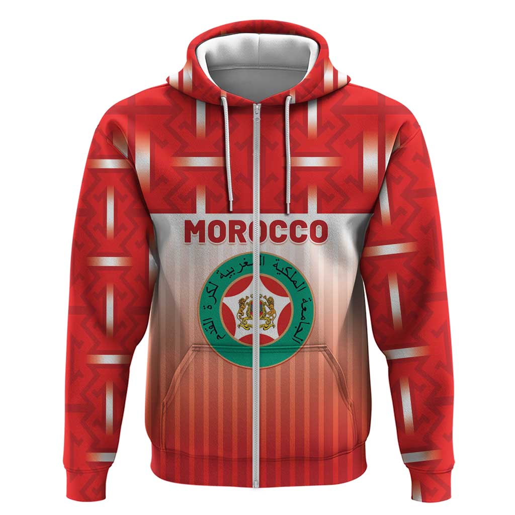 Custom Morocco Football Zip Hoodie 1994 Retro Red Version - Wonder Print Shop