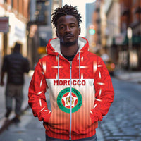 Custom Morocco Football Zip Hoodie 1994 Retro Red Version - Wonder Print Shop
