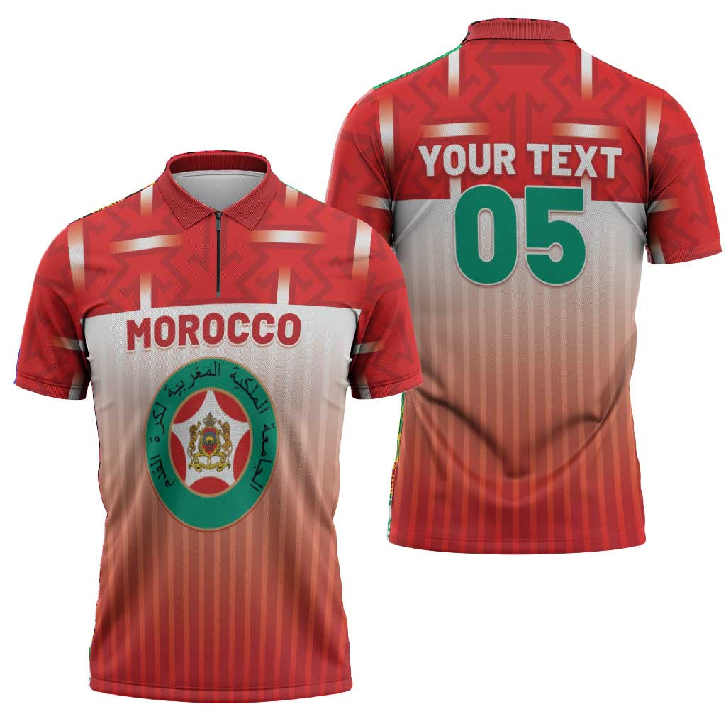 Custom Morocco Football Zipper Polo Shirt 1994 Retro Red Version - Wonder Print Shop