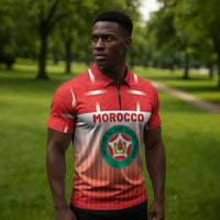 Custom Morocco Football Zipper Polo Shirt 1994 Retro Red Version - Wonder Print Shop