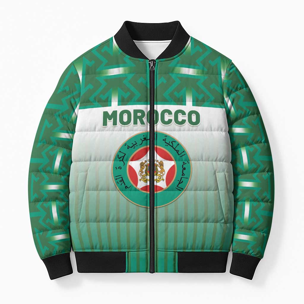 Custom Morocco Football Bomber Puffer Jacket 1994 Retro Green Version - Wonder Print Shop