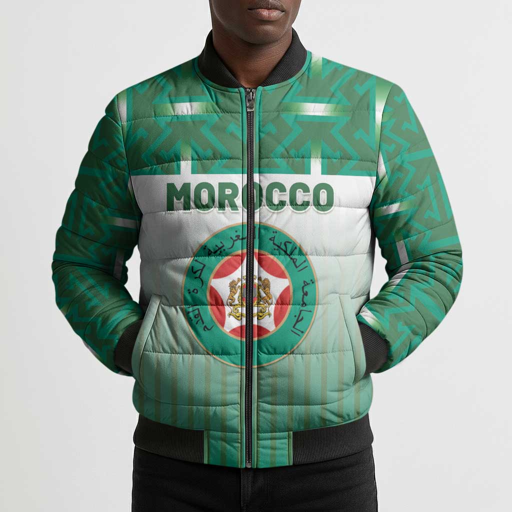 Custom Morocco Football Bomber Puffer Jacket 1994 Retro Green Version - Wonder Print Shop