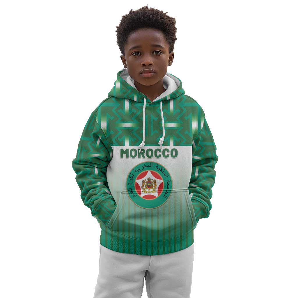 Custom Morocco Football Kid Hoodie 1994 Retro Green Version - Wonder Print Shop