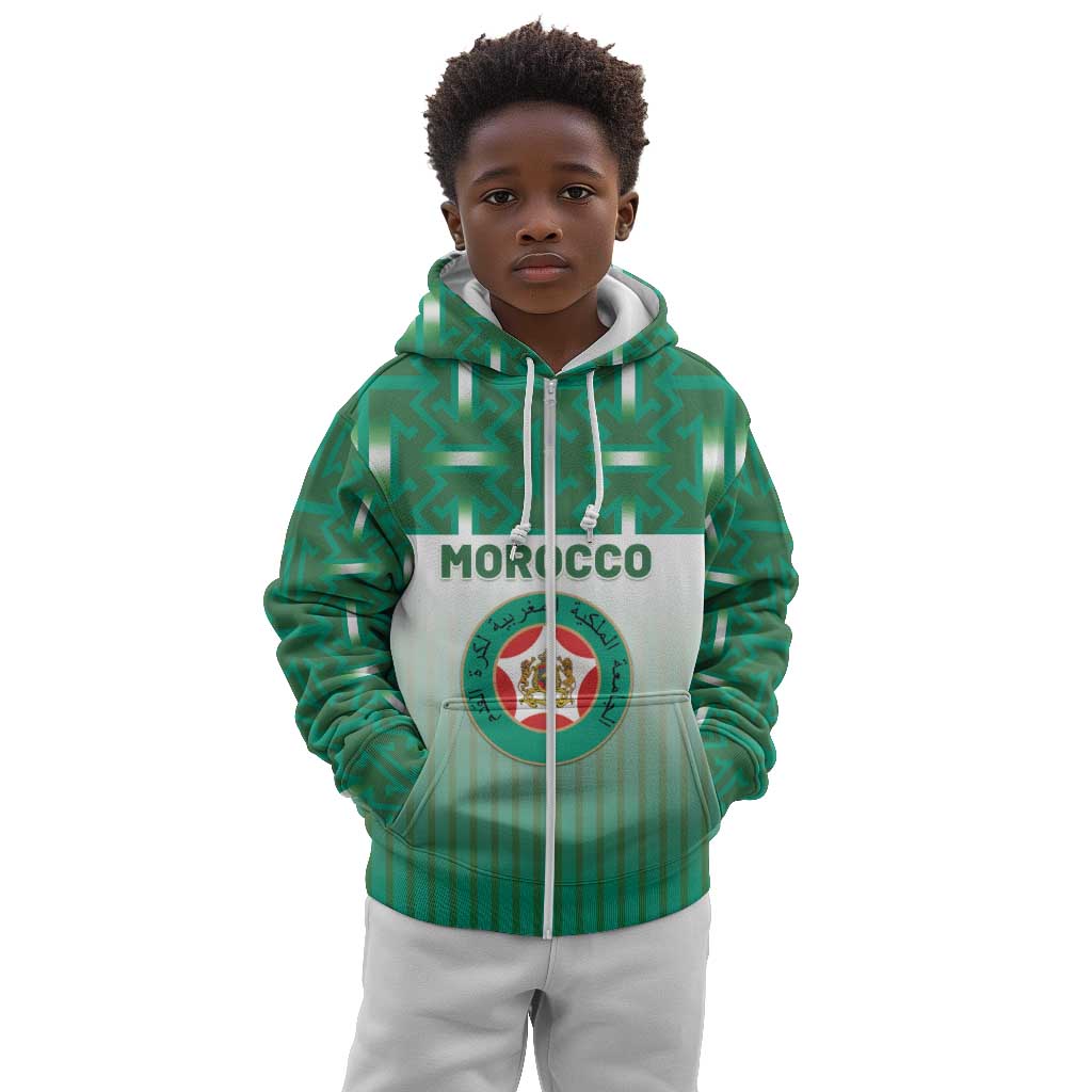 Custom Morocco Football Kid Hoodie 1994 Retro Green Version - Wonder Print Shop