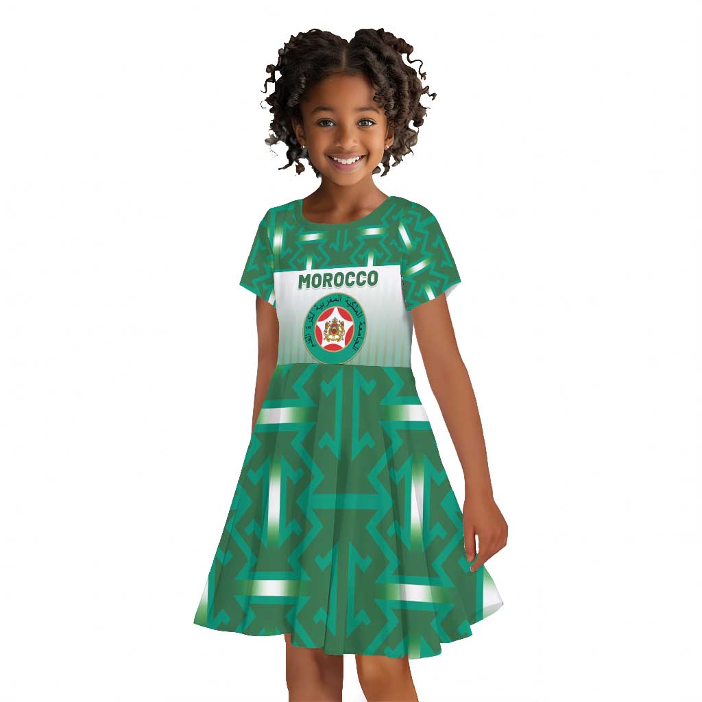 Custom Morocco Football Kid Short Sleeve Dress 1994 Retro Green Version LT05