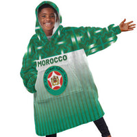 Custom Morocco Football Kid Wearable Blanket Hoodie 1994 Retro Green Version - Wonder Print Shop