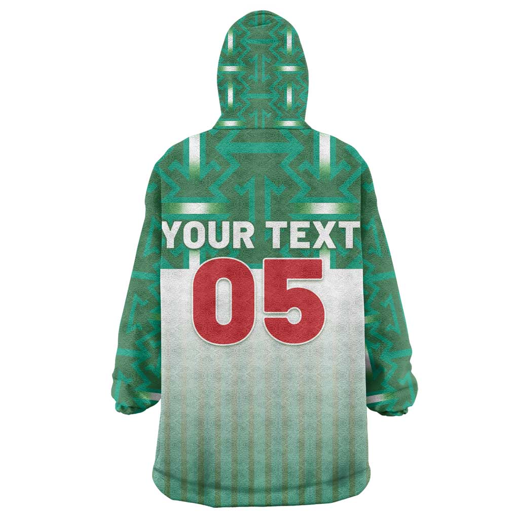Custom Morocco Football Kid Wearable Blanket Hoodie 1994 Retro Green Version - Wonder Print Shop