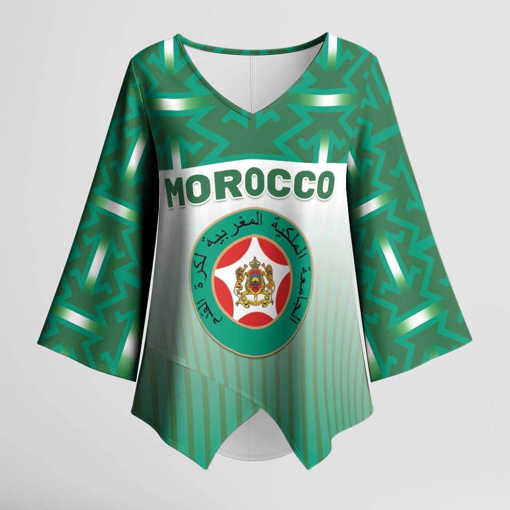 Custom Morocco Football Kimono Sleeve Blouse 1994 Retro Green Version - Wonder Print Shop