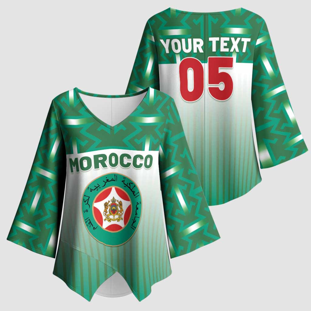 Custom Morocco Football Kimono Sleeve Blouse 1994 Retro Green Version - Wonder Print Shop
