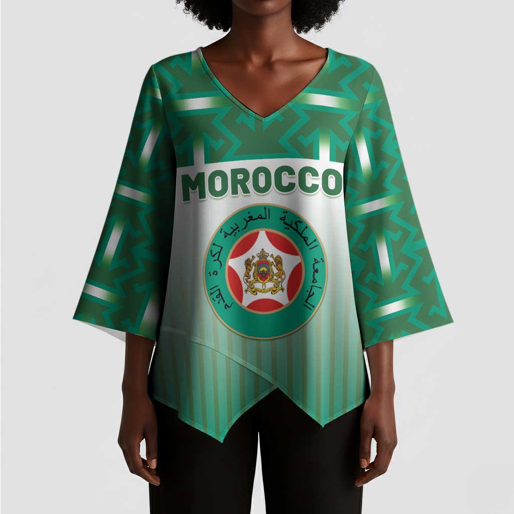 Custom Morocco Football Kimono Sleeve Blouse 1994 Retro Green Version - Wonder Print Shop