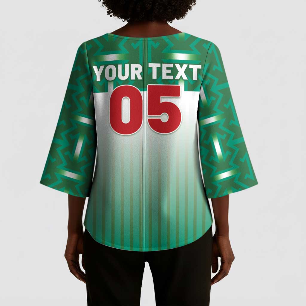 Custom Morocco Football Kimono Sleeve Blouse 1994 Retro Green Version - Wonder Print Shop