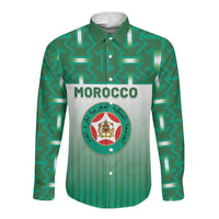 Custom Morocco Football Long Sleeve Button Shirt 1994 Retro Green Version - Wonder Print Shop