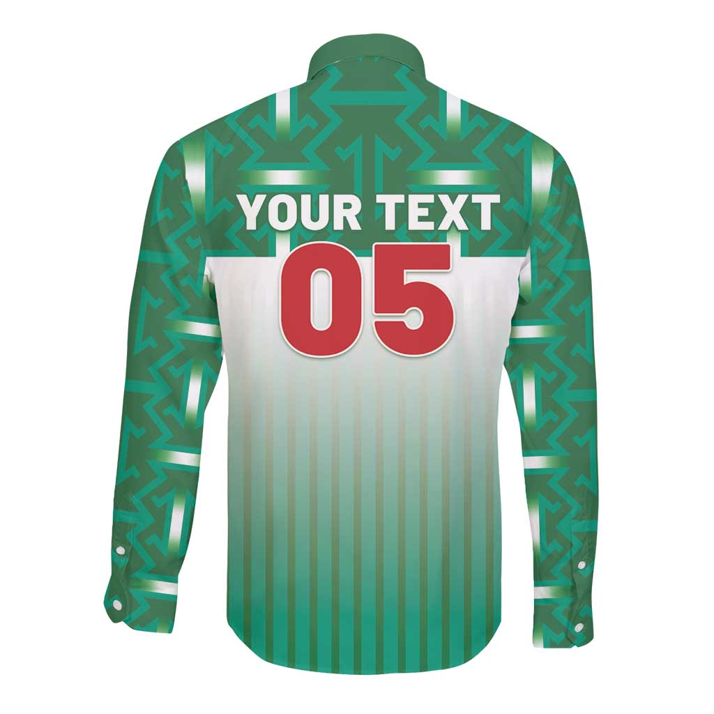 Custom Morocco Football Long Sleeve Button Shirt 1994 Retro Green Version - Wonder Print Shop