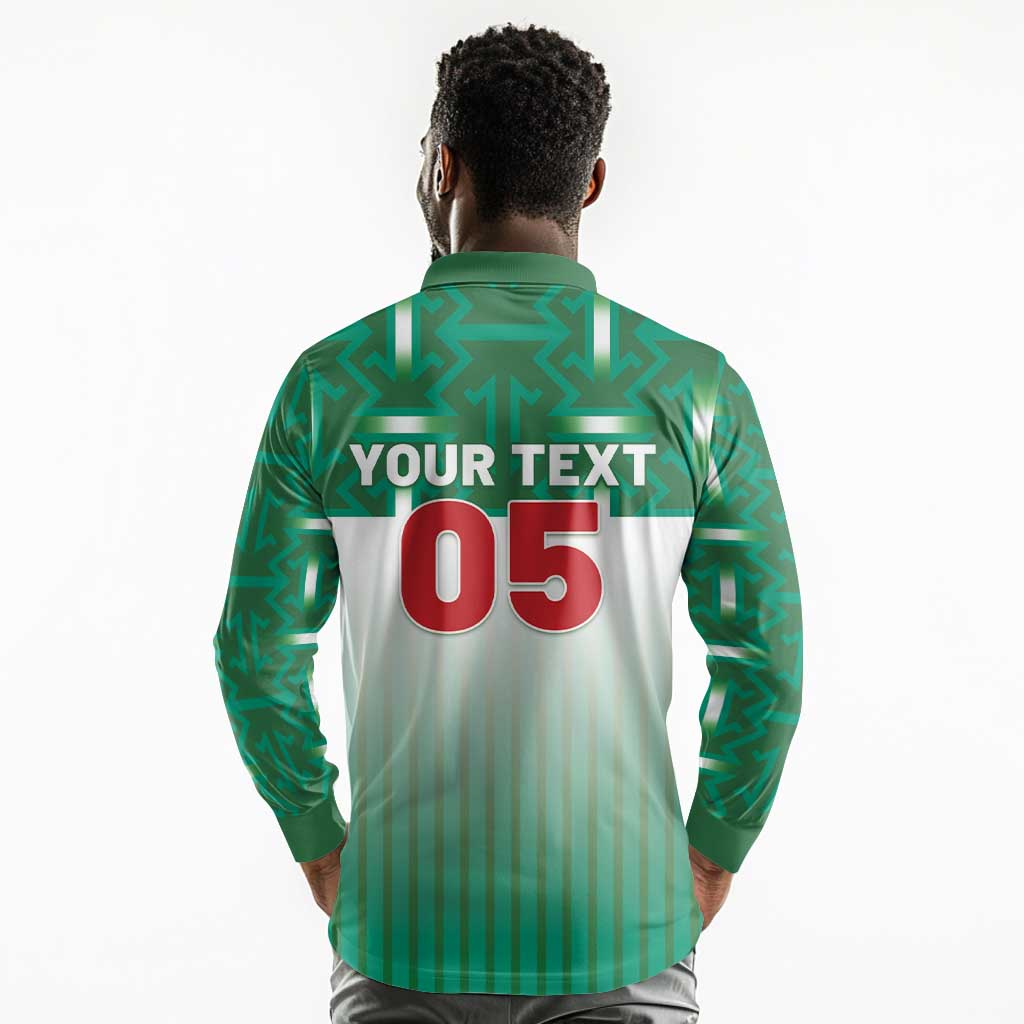 Custom Morocco Football Long Sleeve Polo Shirt 1994 Retro Green Version - Wonder Print Shop