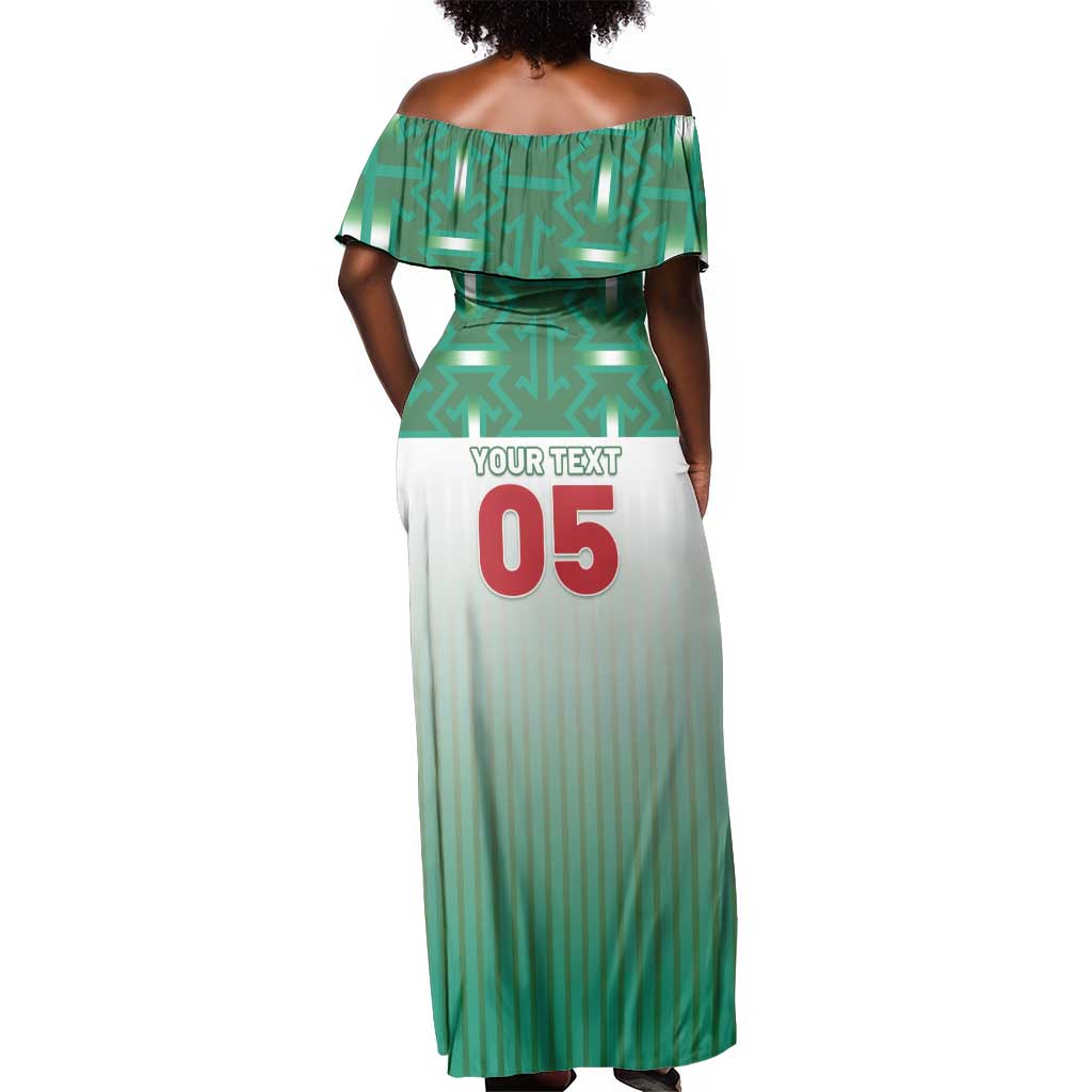 Custom Morocco Football Off Shoulder Maxi Dress 1994 Retro Green Version - Wonder Print Shop