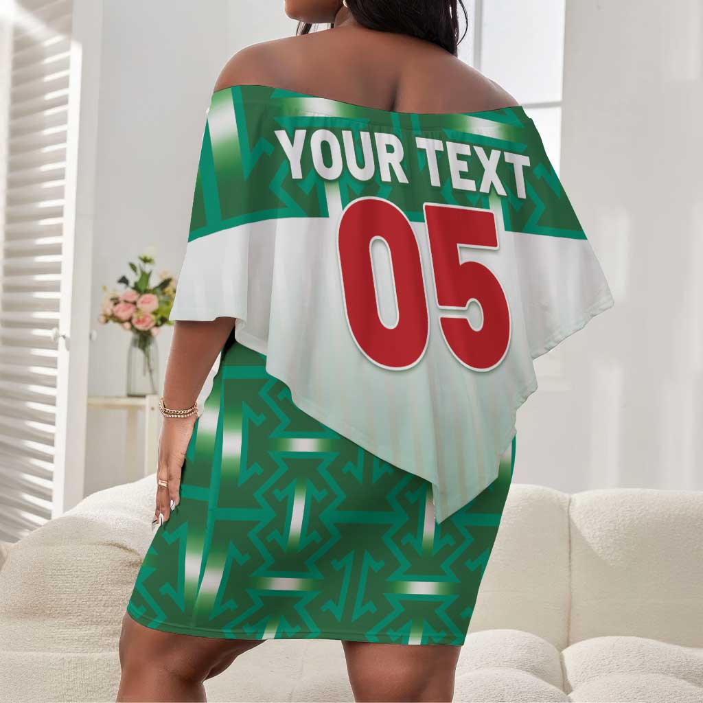 Custom Morocco Football Off Shoulder Short Dress 1994 Retro Green Version - Wonder Print Shop