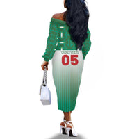 Custom Morocco Football Off The Shoulder Long Sleeve Dress 1994 Retro Green Version - Wonder Print Shop