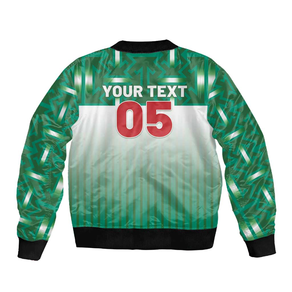 Custom Morocco Football Sleeve Zip Bomber Jacket 1994 Retro Green Version - Wonder Print Shop