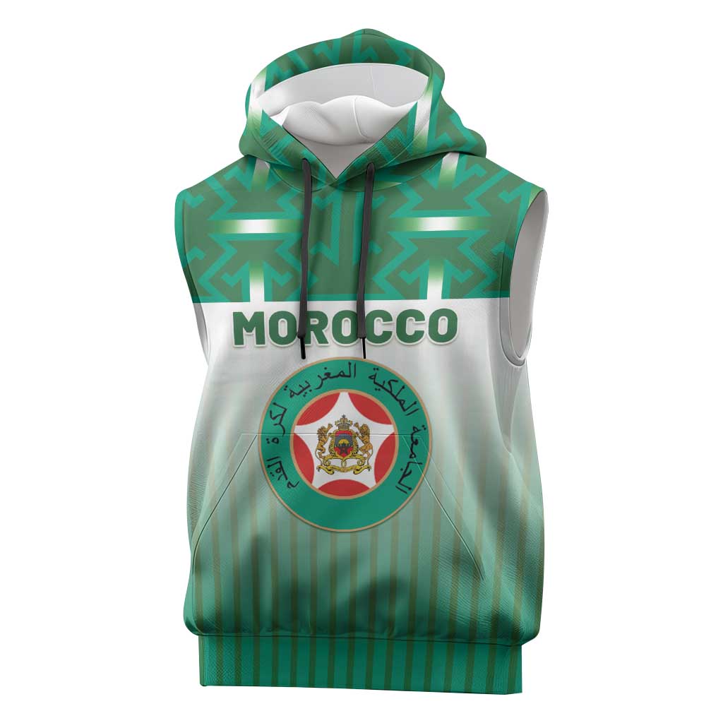 Custom Morocco Football Sleeveless Hoodie 1994 Retro Green Version - Wonder Print Shop