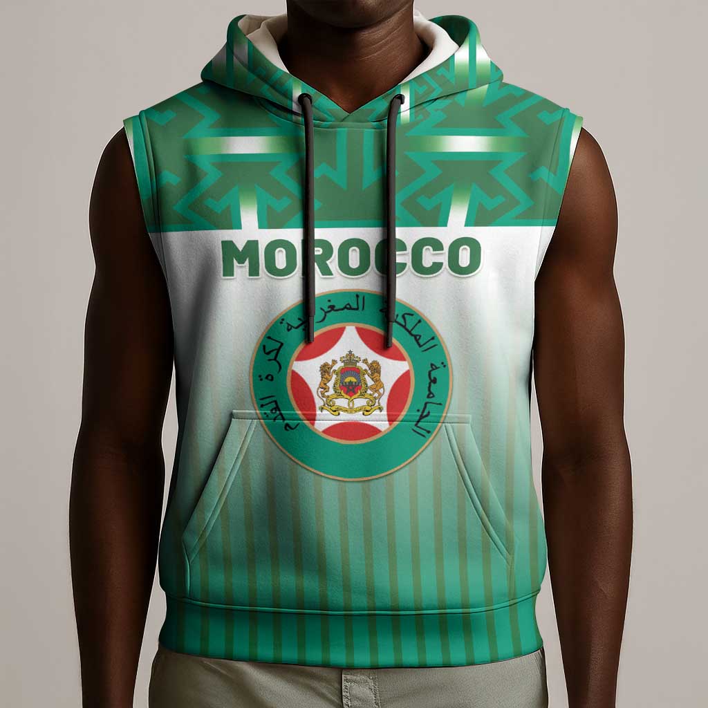 Custom Morocco Football Sleeveless Hoodie 1994 Retro Green Version - Wonder Print Shop