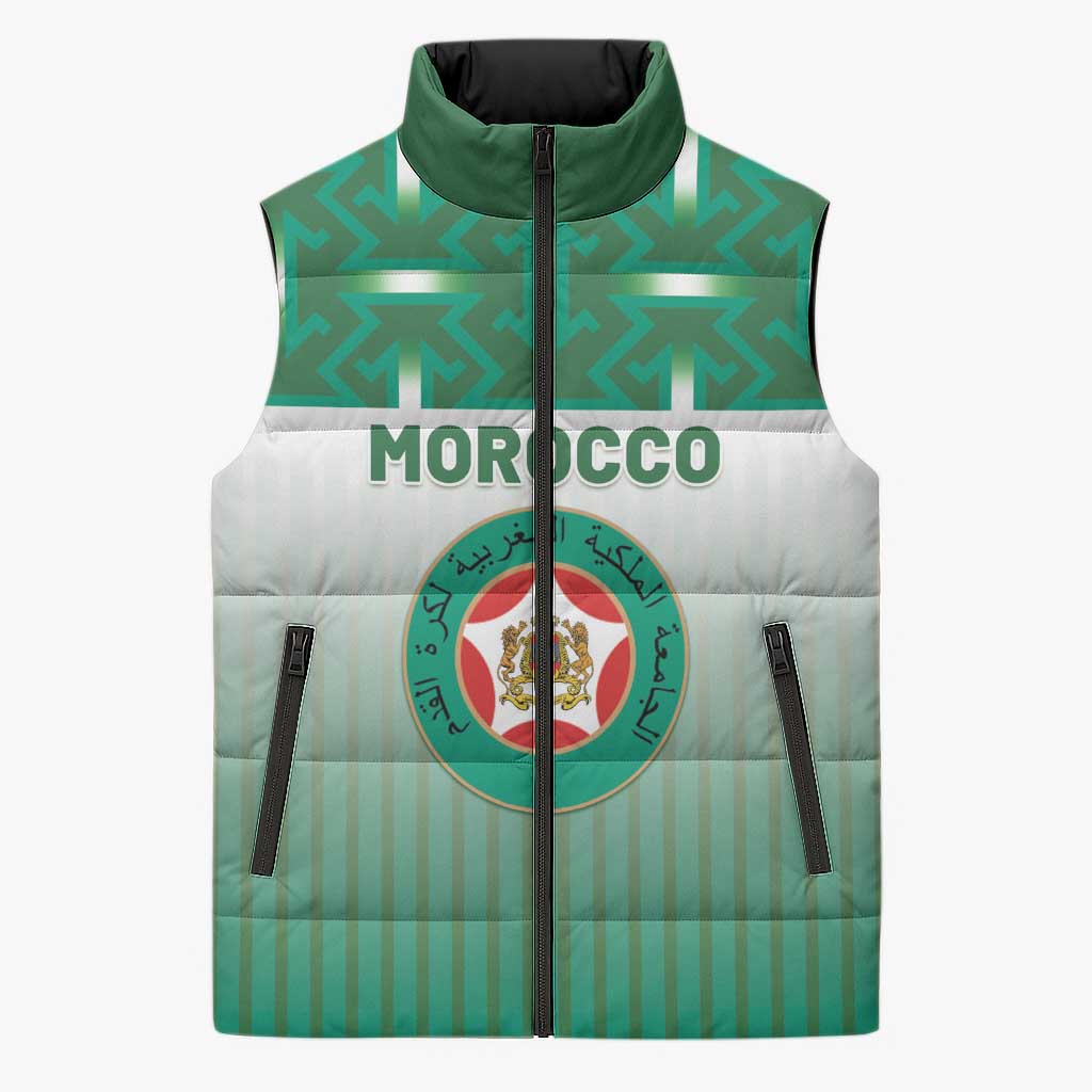 Custom Morocco Football Sleeveless Puffer Jacket 1994 Retro Green Version - Wonder Print Shop