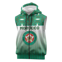 Custom Morocco Football Sleeveless Zip Hoodie 1994 Retro Green Version - Wonder Print Shop