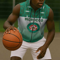 Custom Morocco Football Sleeveless Zip Hoodie 1994 Retro Green Version - Wonder Print Shop