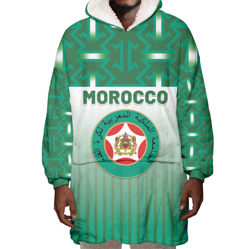 Custom Morocco Football Wearable Blanket Hoodie 1994 Retro Green Version - Wonder Print Shop