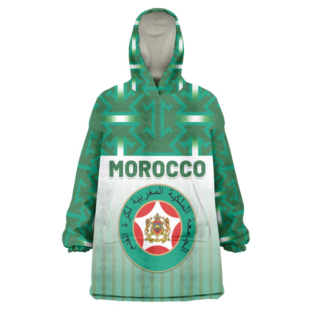 Custom Morocco Football Wearable Blanket Hoodie 1994 Retro Green Version - Wonder Print Shop