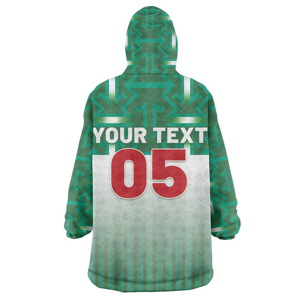 Custom Morocco Football Wearable Blanket Hoodie 1994 Retro Green Version - Wonder Print Shop