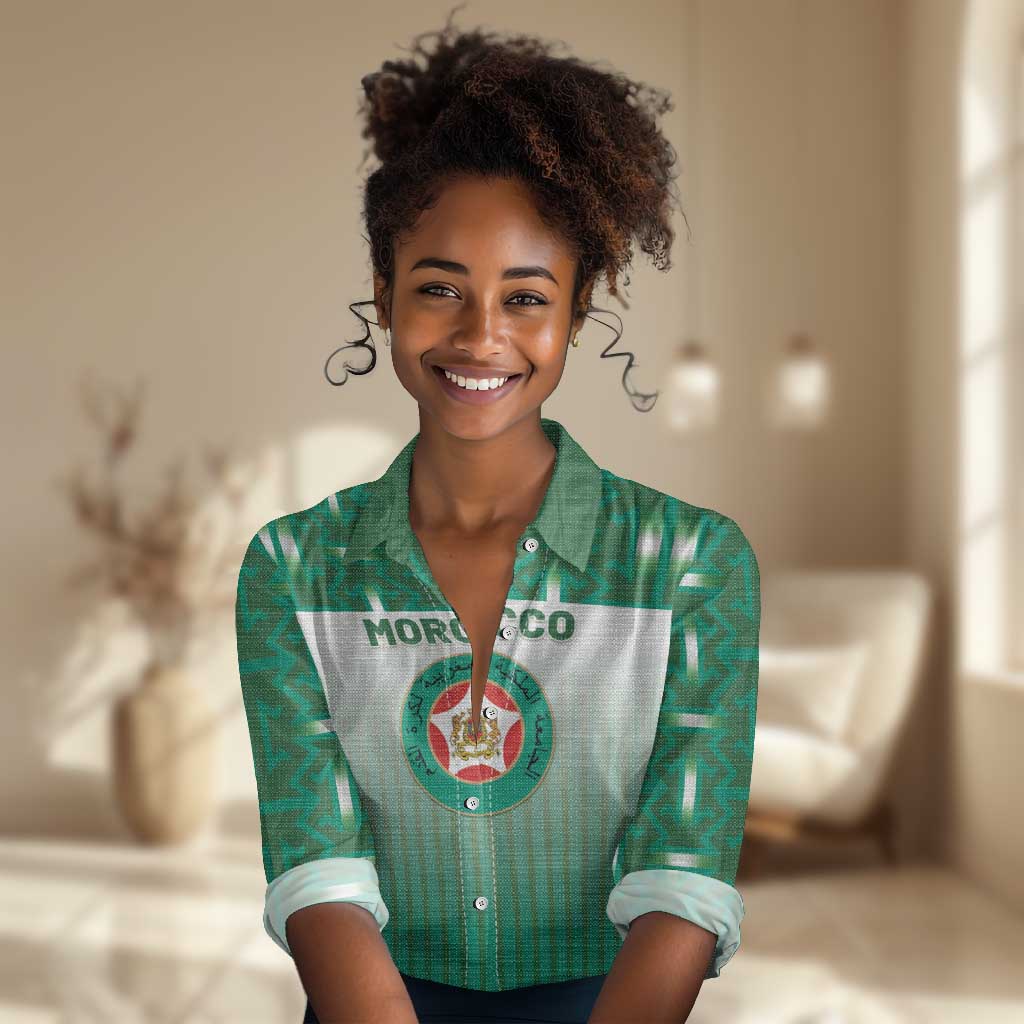 Custom Morocco Football Women Casual Shirt 1994 Retro Green Version - Wonder Print Shop