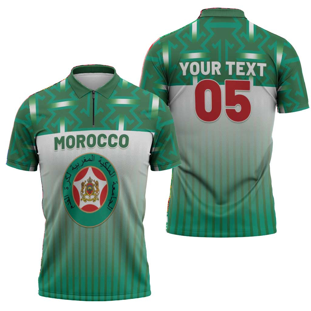 Custom Morocco Football Zipper Polo Shirt 1994 Retro Green Version - Wonder Print Shop
