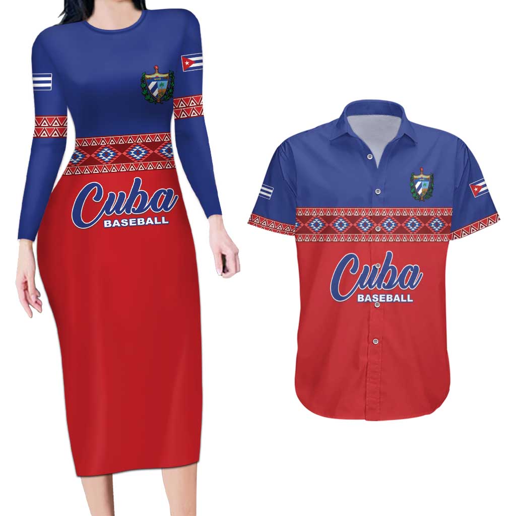 Custom Cuba Baseball Couples Matching Long Sleeve Bodycon Dress and Hawaiian Shirt Special Version
