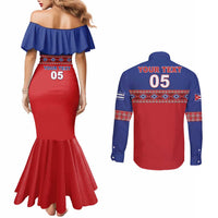 Custom Cuba Baseball Couples Matching Mermaid Dress and Long Sleeve Button Shirt Special Version