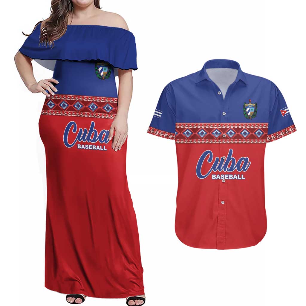 Custom Cuba Baseball Couples Matching Off Shoulder Maxi Dress and Hawaiian Shirt Special Version