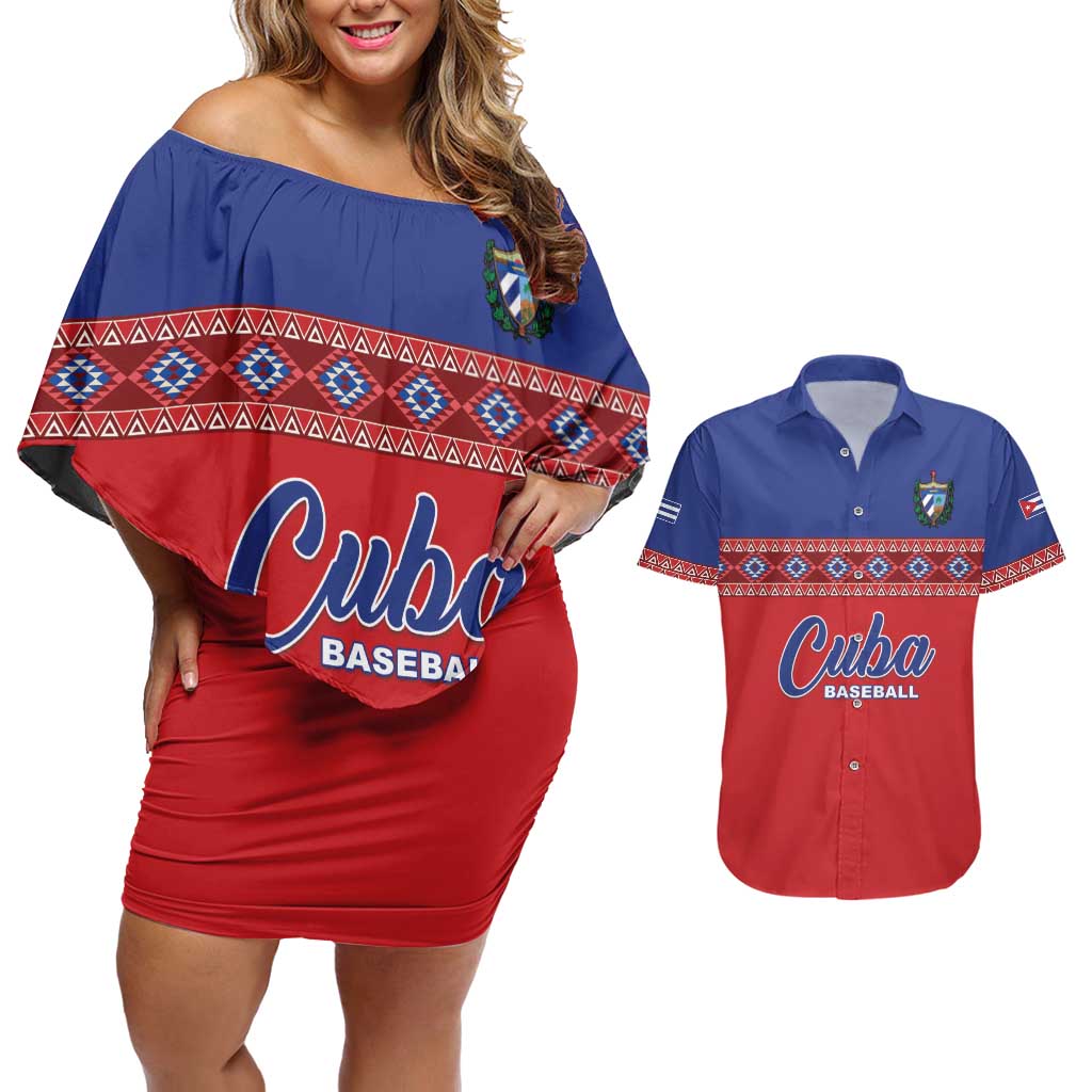 Custom Cuba Baseball Couples Matching Off Shoulder Short Dress and Hawaiian Shirt Special Version