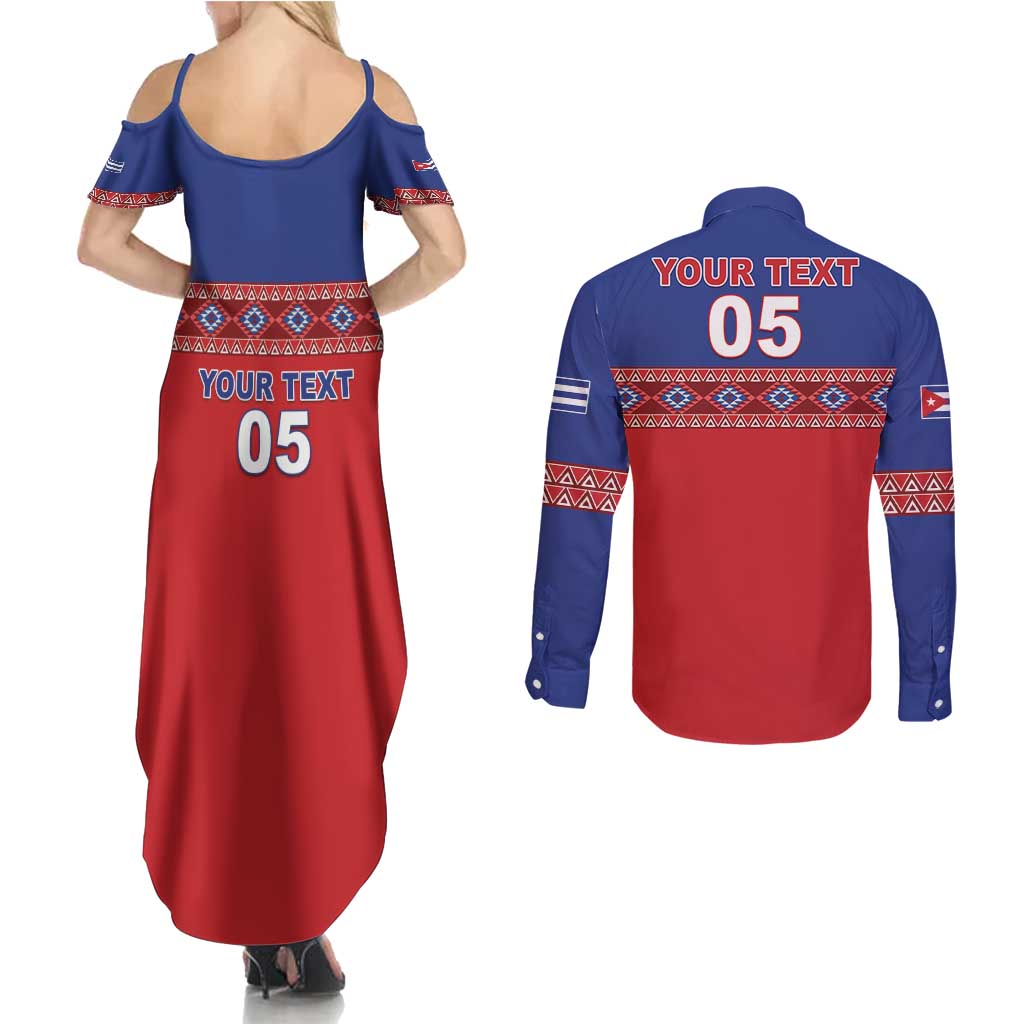 Custom Cuba Baseball Couples Matching Summer Maxi Dress and Long Sleeve Button Shirt Special Version