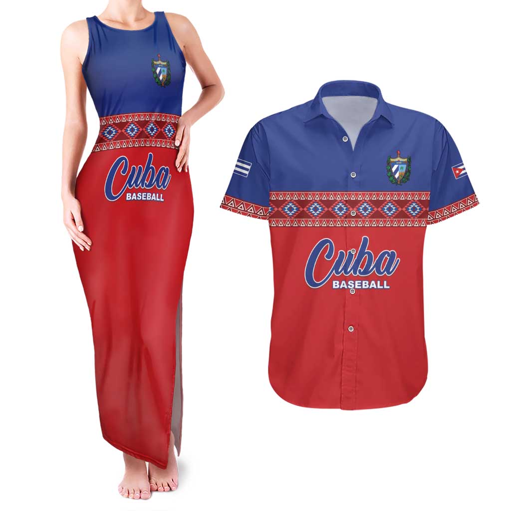 Custom Cuba Baseball Couples Matching Tank Maxi Dress and Hawaiian Shirt Special Version