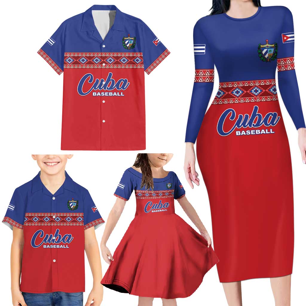 Custom Cuba Baseball Family Matching Long Sleeve Bodycon Dress and Hawaiian Shirt Special Version