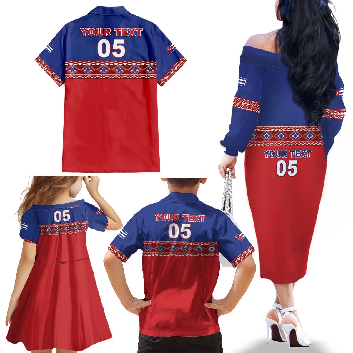 Custom Cuba Baseball Family Matching Off The Shoulder Long Sleeve Dress and Hawaiian Shirt Special Version