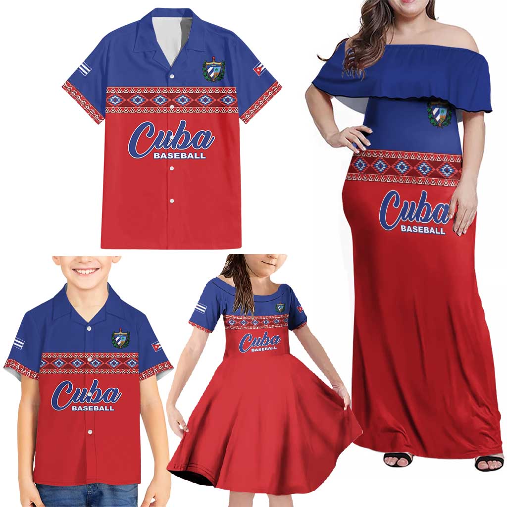 Custom Cuba Baseball Family Matching Off Shoulder Maxi Dress and Hawaiian Shirt Special Version