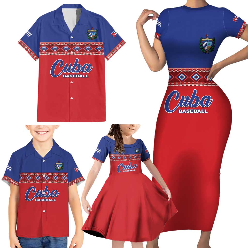 Custom Cuba Baseball Family Matching Short Sleeve Bodycon Dress and Hawaiian Shirt Special Version