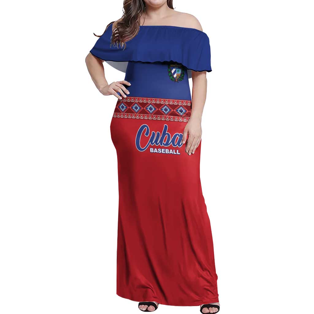 Custom Cuba Baseball Off Shoulder Maxi Dress Special Version