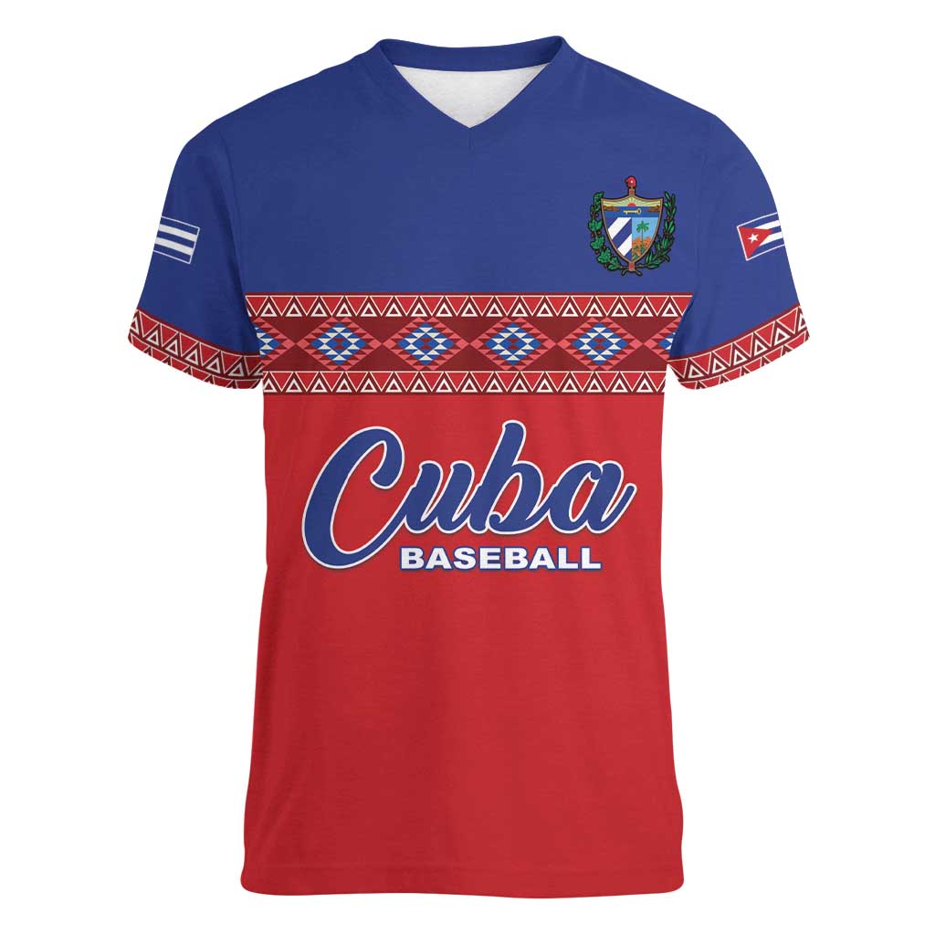 Custom Cuba Baseball Women V-Neck T-Shirt Special Version