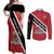 Personalized Trinidad and Tobago Couples Matching Off Shoulder Maxi Dress and Long Sleeve Button Shirt Coat Of Arms Flag Style