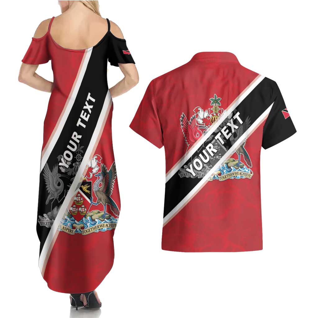 Personalized Trinidad and Tobago Couples Matching Summer Maxi Dress and Hawaiian Shirt Coat Of Arms Flag Style