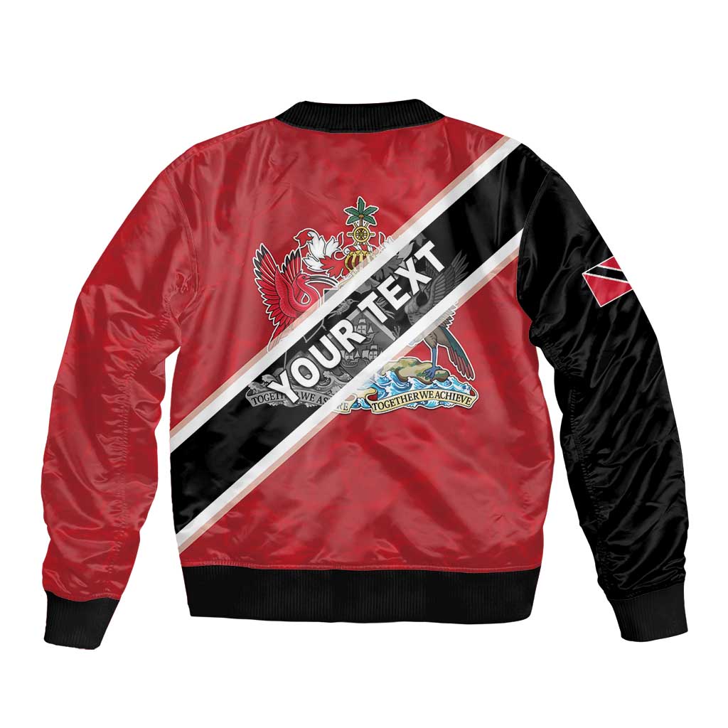 Personalized Trinidad and Tobago Sleeve Zip Bomber Jacket Coat Of Arms Flag Style